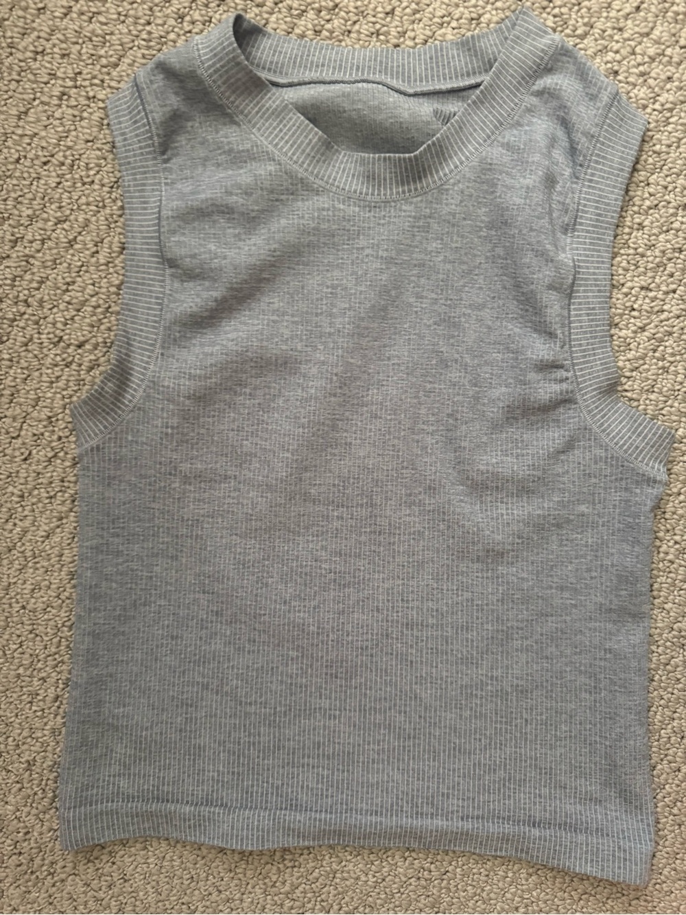 Athleta Sleeveless Ribbed Knit Tank Top - Light Gray